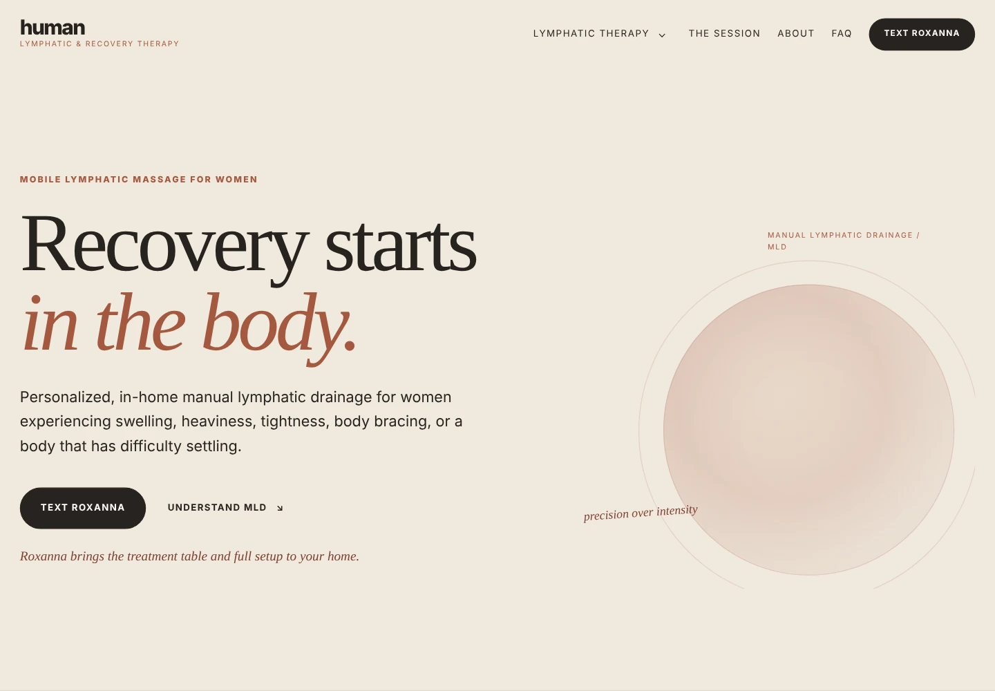 HUMAN women-centred homepage hero preview