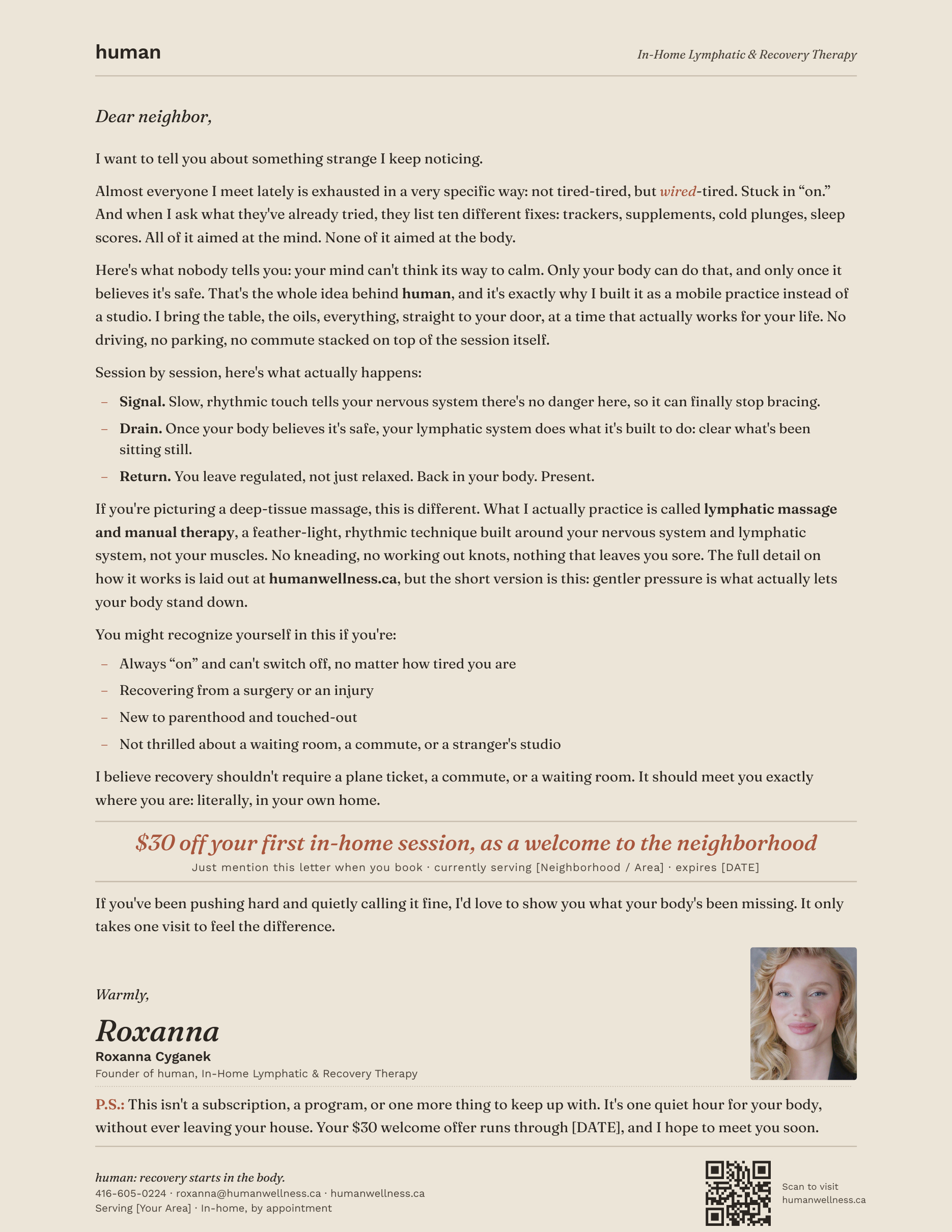 Original HUMAN direct-response neighbourhood sales letter